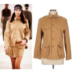 Ralph Lauren Collection Vintage 1994 Runway Utility Field Safari Jacket 10 Tan M